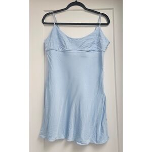 SUNDAY BEST Bonsoir Dress Satin Light Blue Mini Large Aritzia